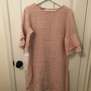 Blush 100% Linen Dress with Sleeve Detail